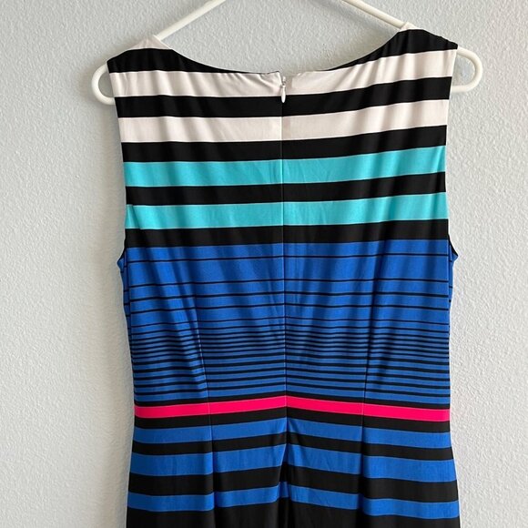 Cache Sleeveless Lined Jersey Knit Pencil Sheath‎ Dress Colorblock Stripe Sleeve - Picture 7 of 10